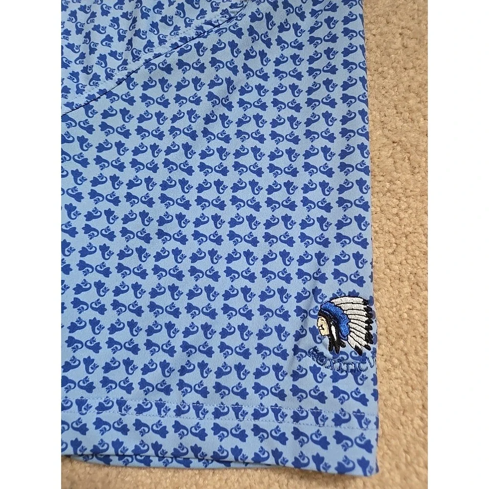 Turtleson Performance Polo‎ Blue Seahorse Print Short Sleeve Golf Shirt Men's M